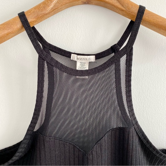 Bozzolo Black Mesh Crop Top Size Medium - Picture 2 of 3